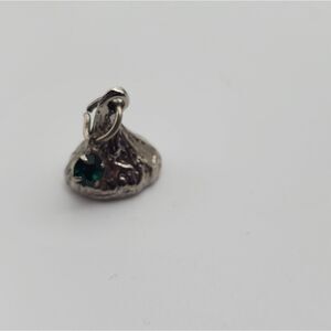 Hershey kiss silver and emerald crystal‎ necklace pendant
